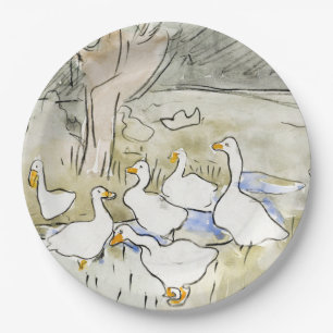 Hand Drawn Cute Duck Photos White Duck Clipart Fam Paper Plate