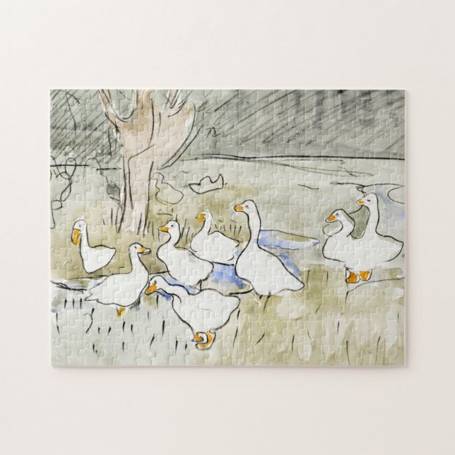 Hand Drawn Cute Duck Photos White Duck Clipart Kid Jigsaw Puzzle (Horizontal)