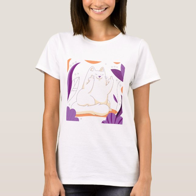 Hand Drawn Cute Flip Off Cat T-Shirt (Front)