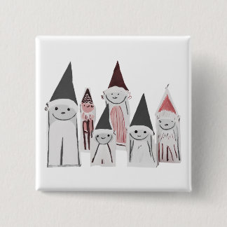Hand-Drawn Cute Little Christmas Characters 2 Inch Square Button
