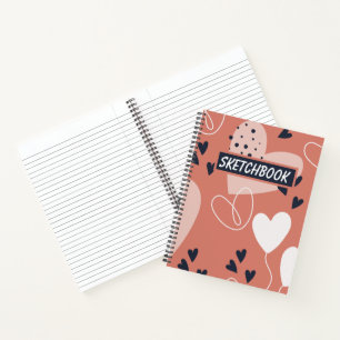 Hand Drawn Cute Pattern pink and white Notebook
