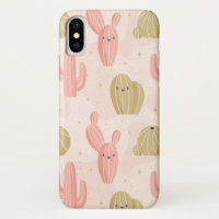 hand drawn cute pink cactus