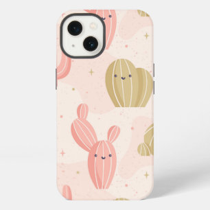 hand drawn  cute pink cactus iPhone 13 case