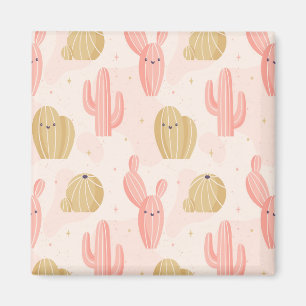 hand drawn  cute pink cactus magnet