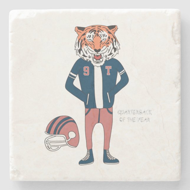 hand drawn cute tiger vector design stone coaster (Front)