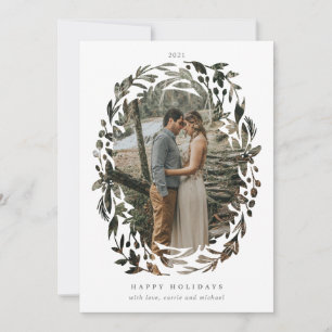 Hand-Drawn Cutout Wreath Frame White Holiday Photo