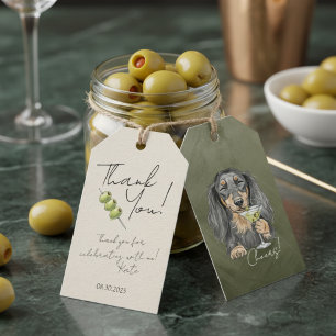 Hand Drawn Dachshund Martini Doodle Thank You Gift Tags
