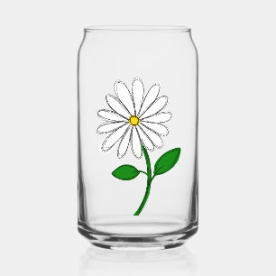 Hand-Drawn Daisy Flower Glass Can Minimal Floral