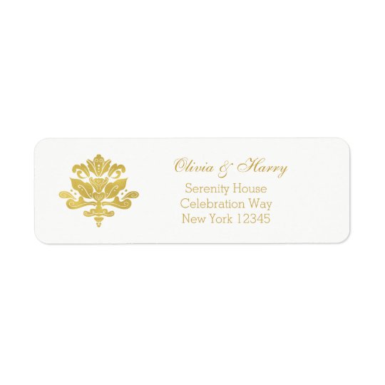 Hand Drawn Damask Wedding Return Address Labels