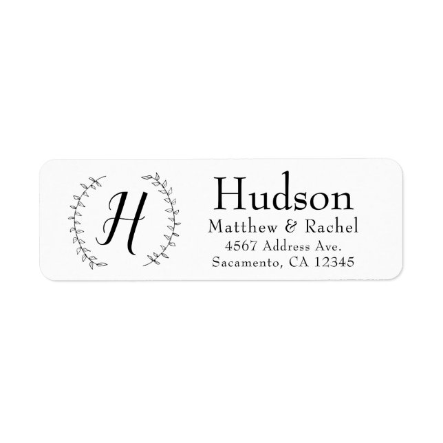 Hand Drawn Decorative Initial Address Labels (Front)