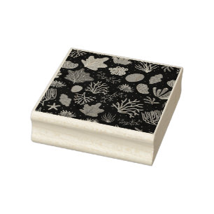 Hand Drawn Deep Sea Coral Pattern Rubber Stamp