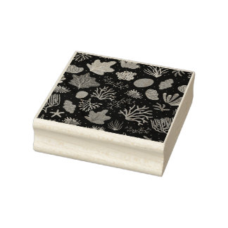 Hand Drawn Deep Sea Coral Pattern Rubber Stamp