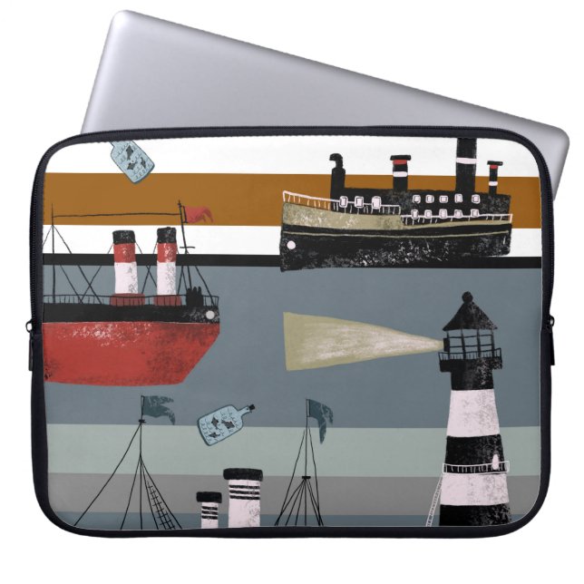 Hand drawn digital painting cute cartoon pencil gr laptop sleeve (Front)