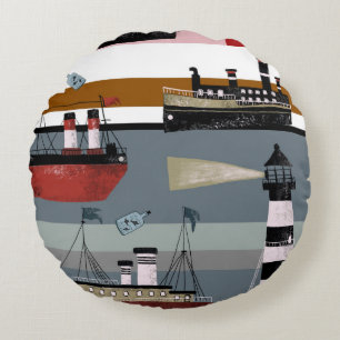 Hand drawn digital painting cute cartoon pencil gr round pillow