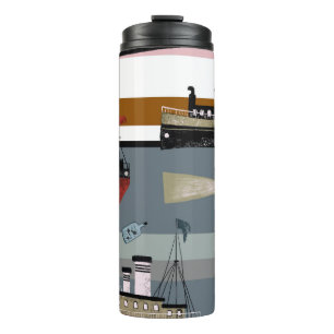 Hand drawn digital painting cute cartoon pencil gr thermal tumbler