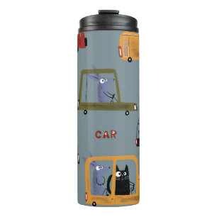 Hand drawn digital pencil pastel color seamless pa thermal tumbler