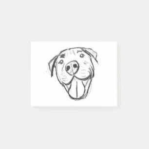 hand drawn digital smiling pit bull post-it notes