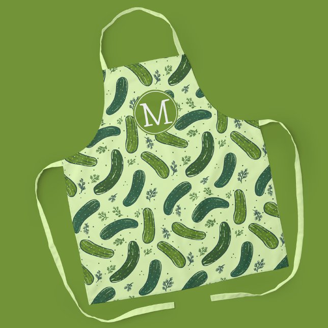 Hand Drawn Dill Pickle Pattern Apron (Pickle Pattern Apron)