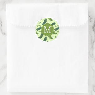 Hand Drawn Dill Pickle Pattern Classic Round Sticker