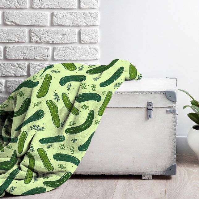 Hand Drawn Dill Pickle Pattern Fleece Blanket (Dill Pickle Fleece Blanket)