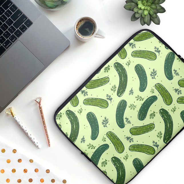 Hand Drawn Dill Pickle Pattern Laptop Sleeve (Dill Pickle Pattern Laptop Sleeve)