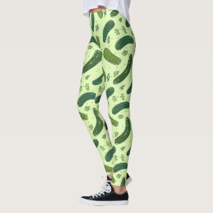 Hand Drawn Dill Pickle Pattern Leggings