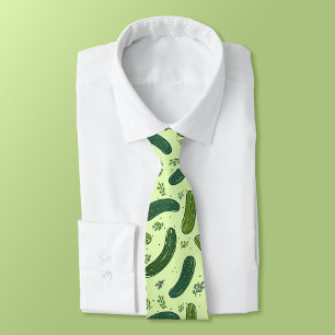 Hand Drawn Dill Pickle Pattern Tie