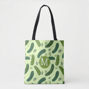 Hand Drawn Dill Pickle Pattern Tote Bag