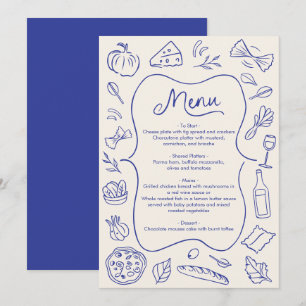 Hand Drawn Dinner Menu Italian Blue