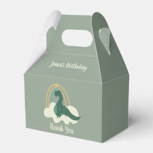 Hand Drawn Dinosaur Rainbow Birthday Party Green F Favor Box