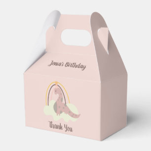 Hand Drawn Dinosaur Rainbow Birthday Party Pink  F Favor Box