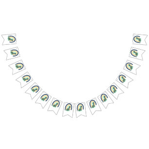 Hand Drawn Dinosaur with Rainbow Birthday Party  Bunting Flags