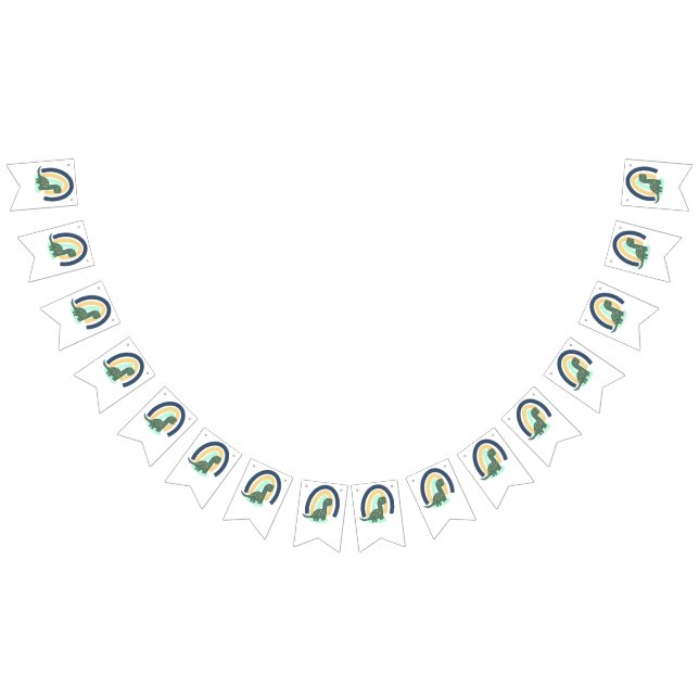 Hand Drawn Dinosaur with Rainbow Birthday Party  Bunting Flags (All)