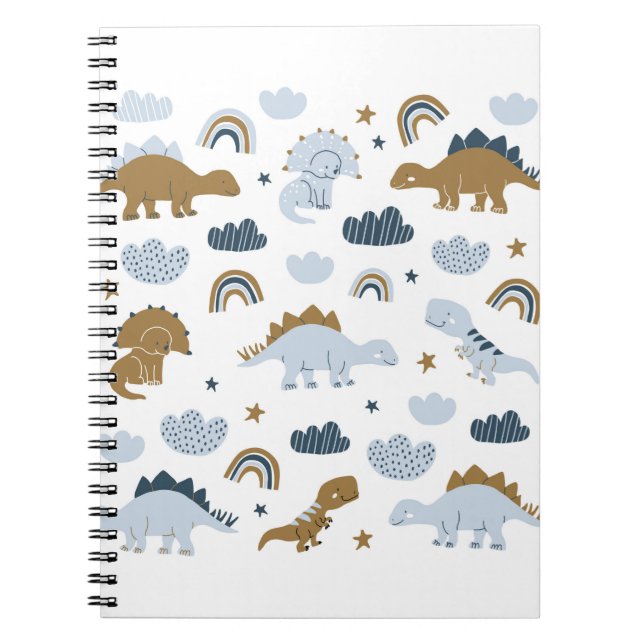 Hand drawn dinosaurs in scandinavian style with st notebook (Front)