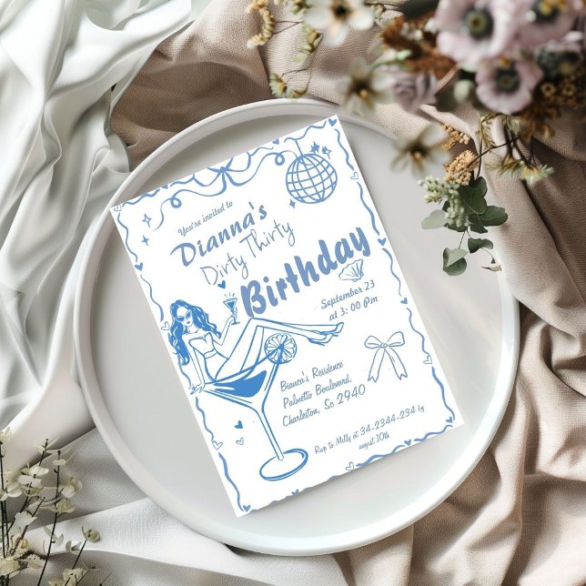 Hand Drawn Dirty Thirty Coastal Cowgirl  Birthday  Invitation (Creator Uploaded)