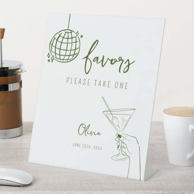 Hand drawn disco ball Favours Sign personalized (In SItu)