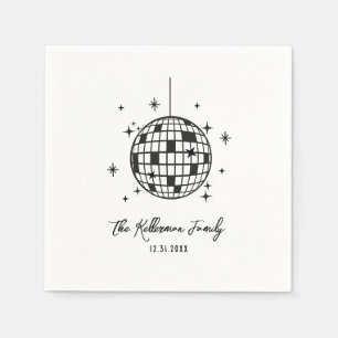 Hand Drawn Disco Ball New Year's Napkin