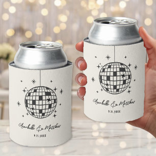 Hand Drawn Disco Retro Wedding Can Cooler