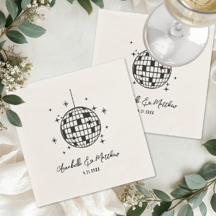 Hand Drawn Disco Retro Wedding Napkin