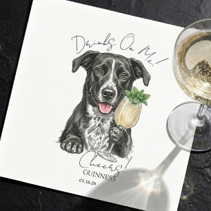 Hand Drawn Dog Portrait Signature Drink Napkin