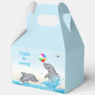 Hand-drawn Dolphin Splashing Volleyball Graphic Favor Box