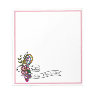 Hand Drawn Doodle Art Colourful Floral Banner Notepad