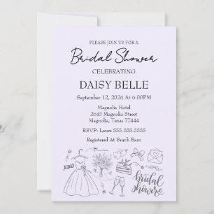 Hand Drawn Doodle Bridal Shower Invitation