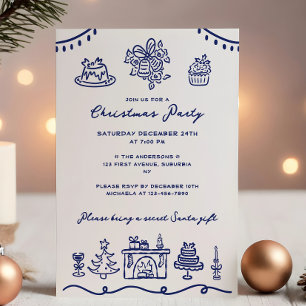 Hand Drawn Doodle Christmas Party Invitation