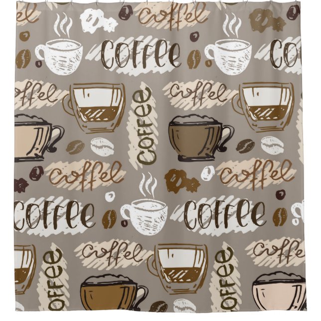 Hand drawn doodle coffee pattern background (Front)