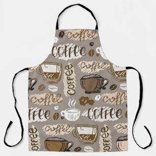 Hand drawn doodle coffee pattern background apron