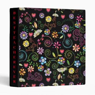 Hand Drawn Doodle Colourful Floral seamless patter Binder