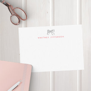 Hand Drawn Doodle Coquette Bow Pink Personalized Card