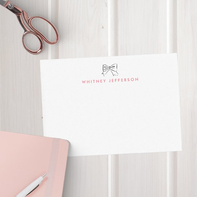 Hand Drawn Doodle Coquette Bow Pink Personalized Card (Creator Uploaded)