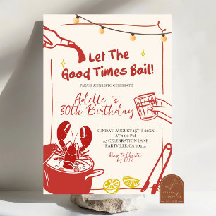 Hand Drawn Doodle crawfish boil Birthday party inv Invitation